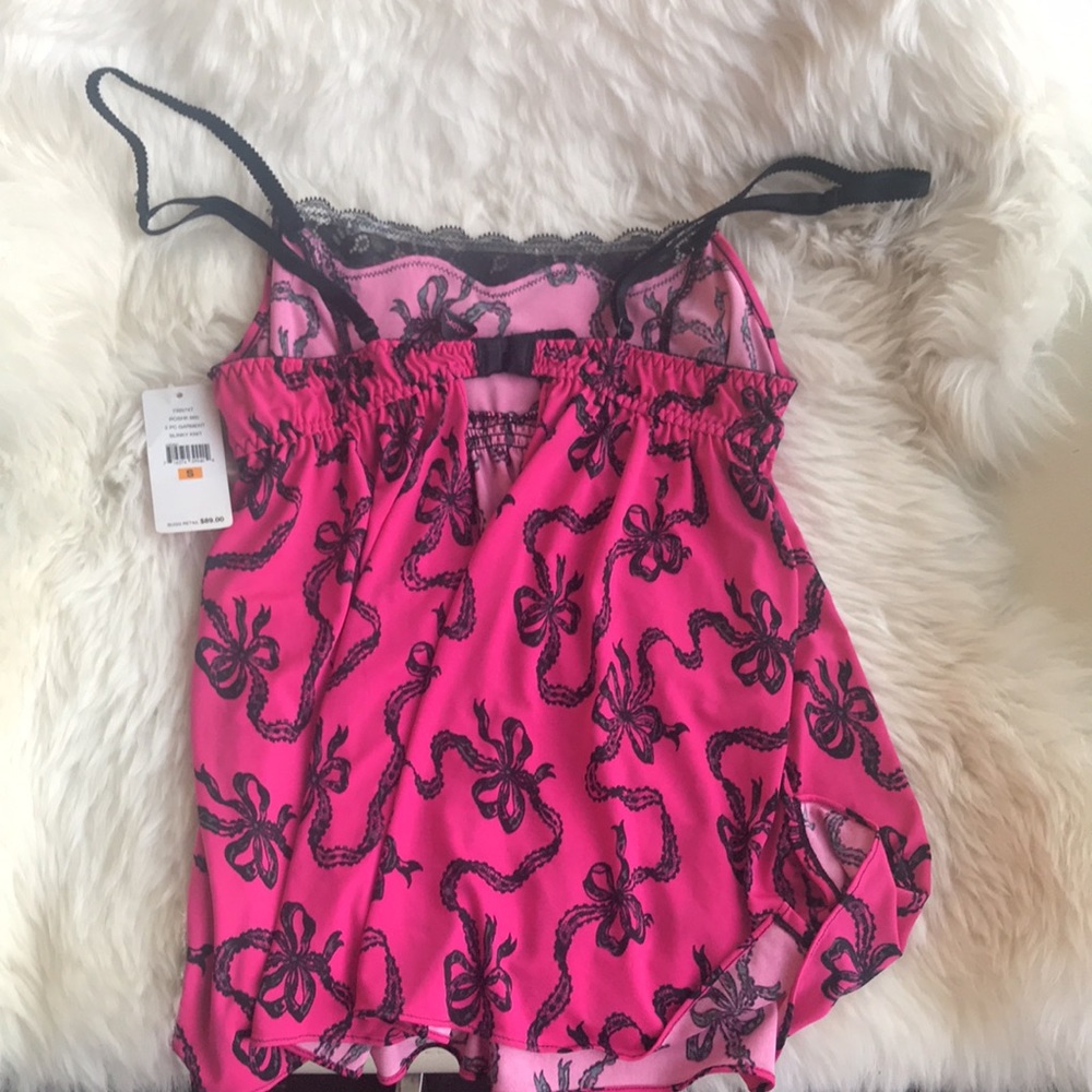 NWT Betsey Johnson 2 pc set slinky ribbon bows pajamas small - Picture 6 of 6